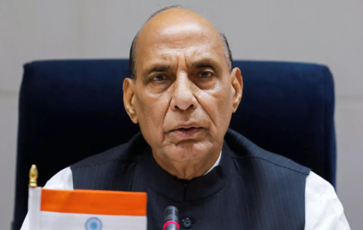 Rajnath Singh giving a lecture at Delhi University.