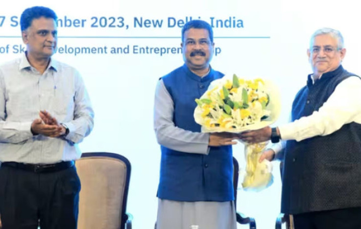 Union Minister Dharmendra Pradhan and IBM representatives signed MoUs for digital skill development and education in emerging technologies.