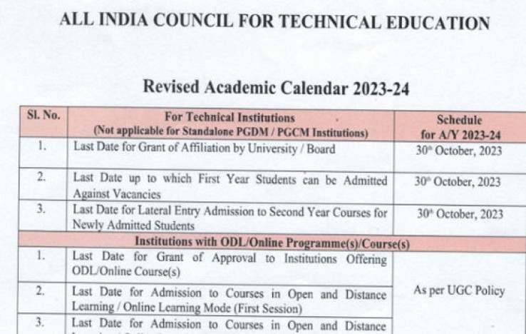 AICTE Extends Admission Deadline to October 30 for 2023-24 Academic Session