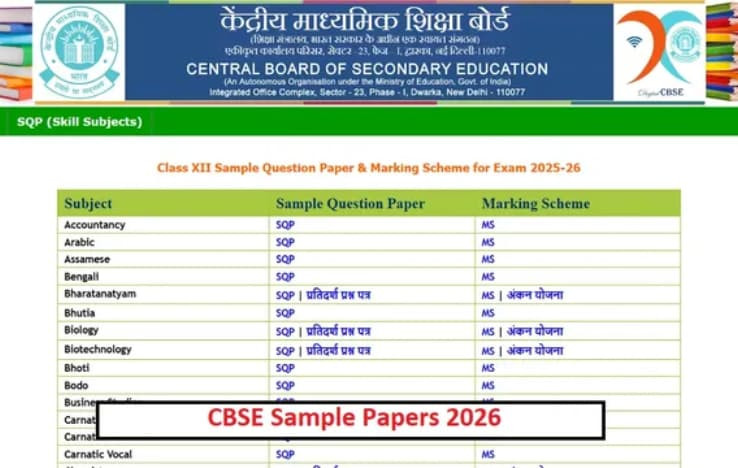 CBSE Sample Papers 2026 Released for Class 10 and 12